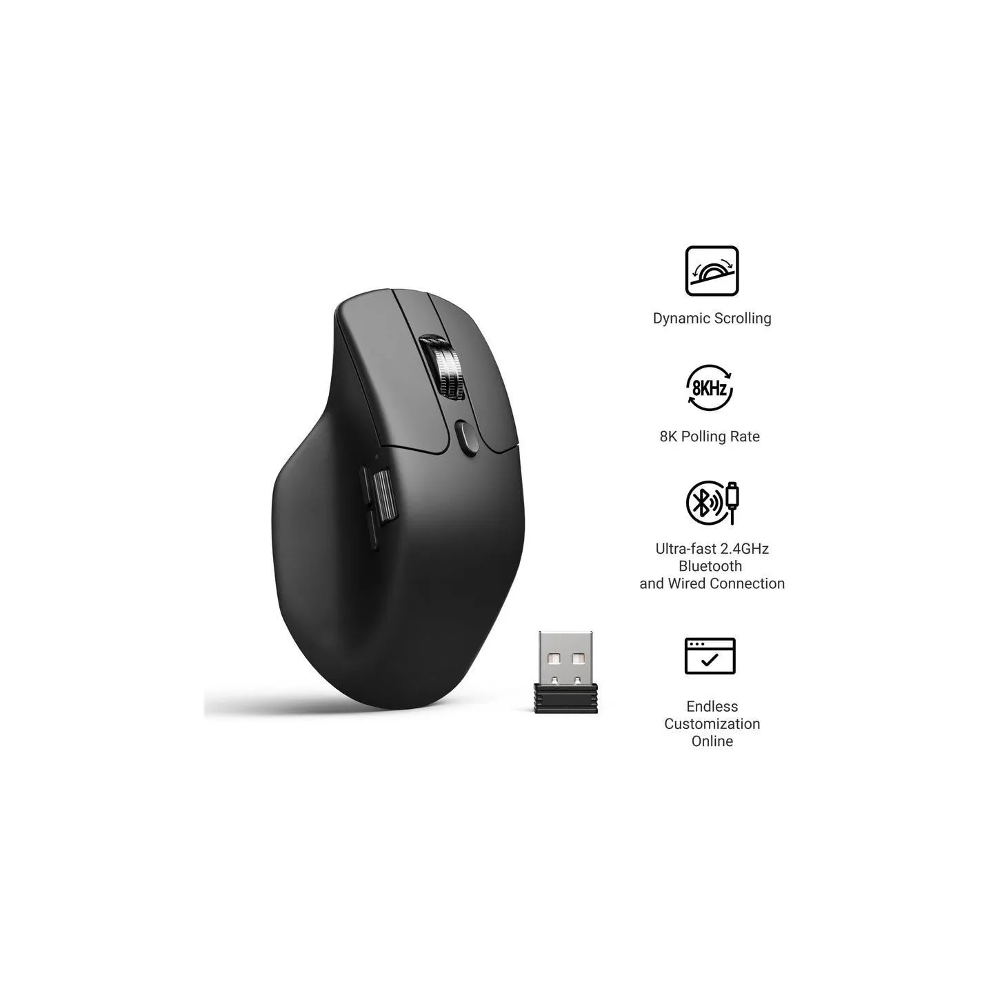 Keychron M6 Silent (8000Hz) Black Wireless Mouse / M6S-A23
