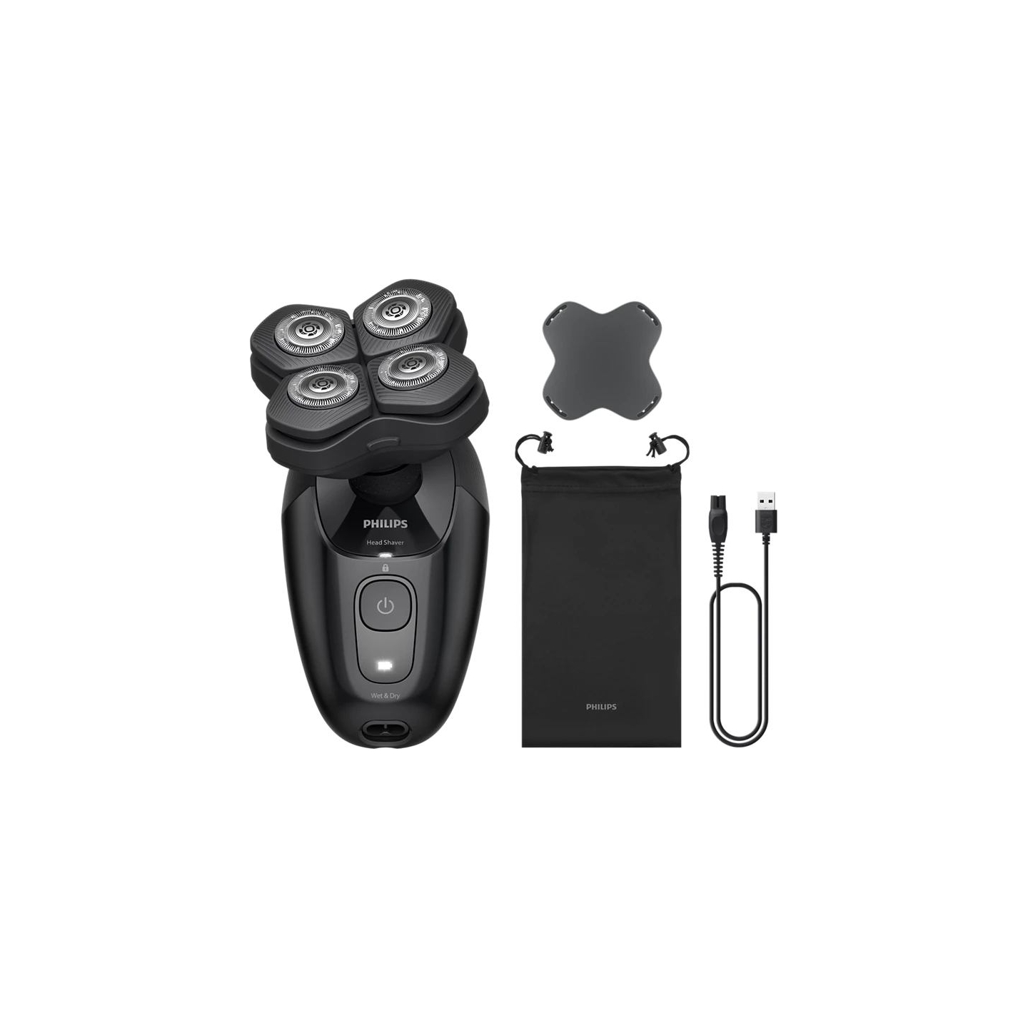 Philips Head Shaver | Pro 5000 Series HS5980/15 | Operating time (max) 60 min | Wet & Dry | Lithium | Deep Black