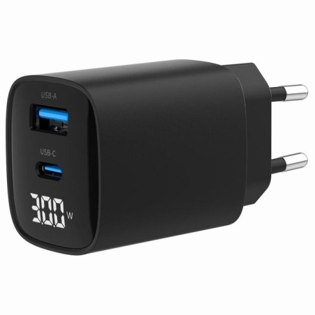 Gembird 2-port 30W USB fast charger, LCD | TA-UC-PDQC30LCD-BK-01