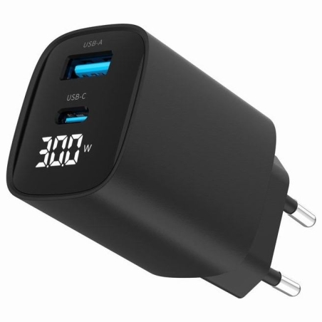 Gembird 2-port 30W USB fast charger, LCD | TA-UC-PDQC30LCD-BK-01