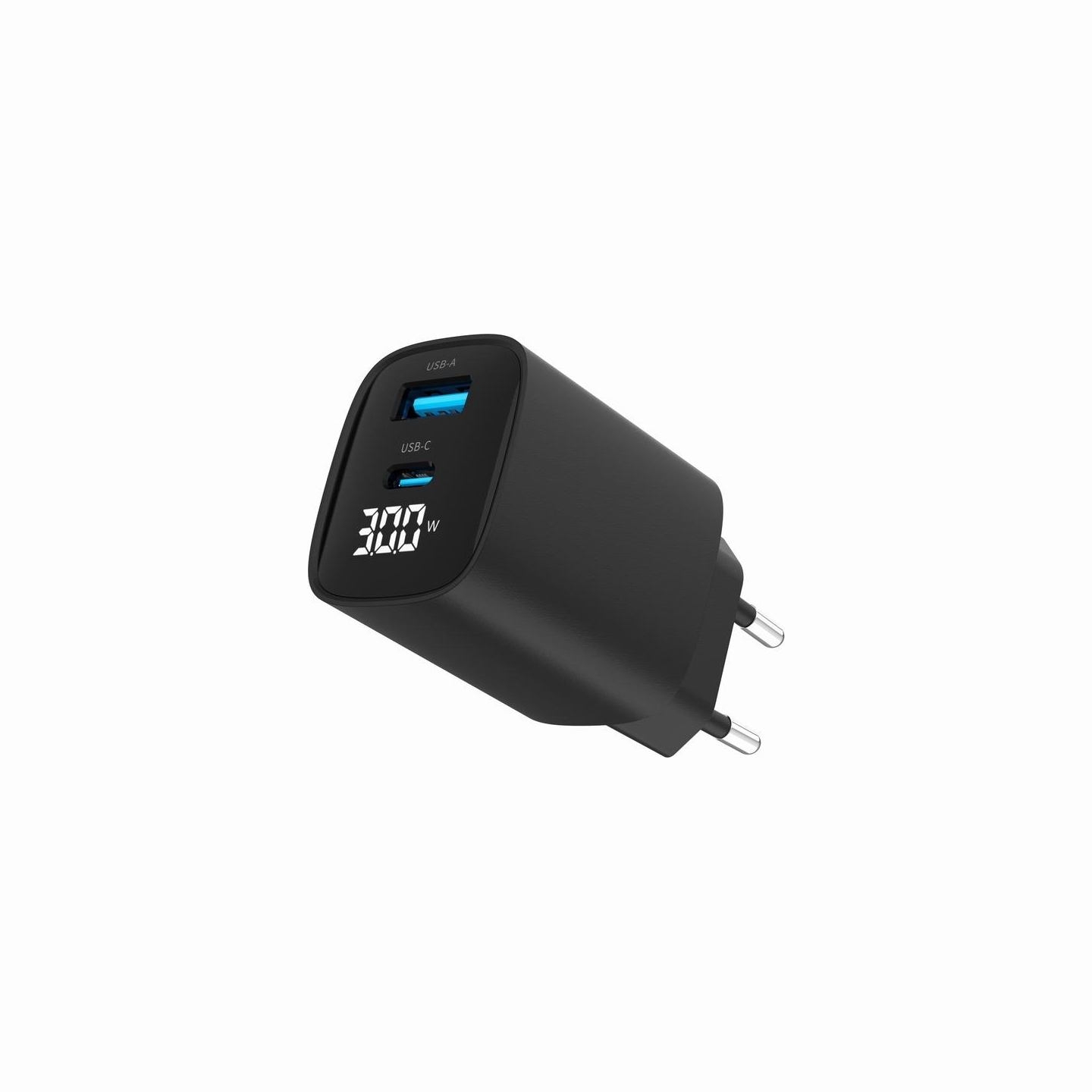 Gembird 2-port 30W USB fast charger, LCD | TA-UC-PDQC30LCD-BK-01