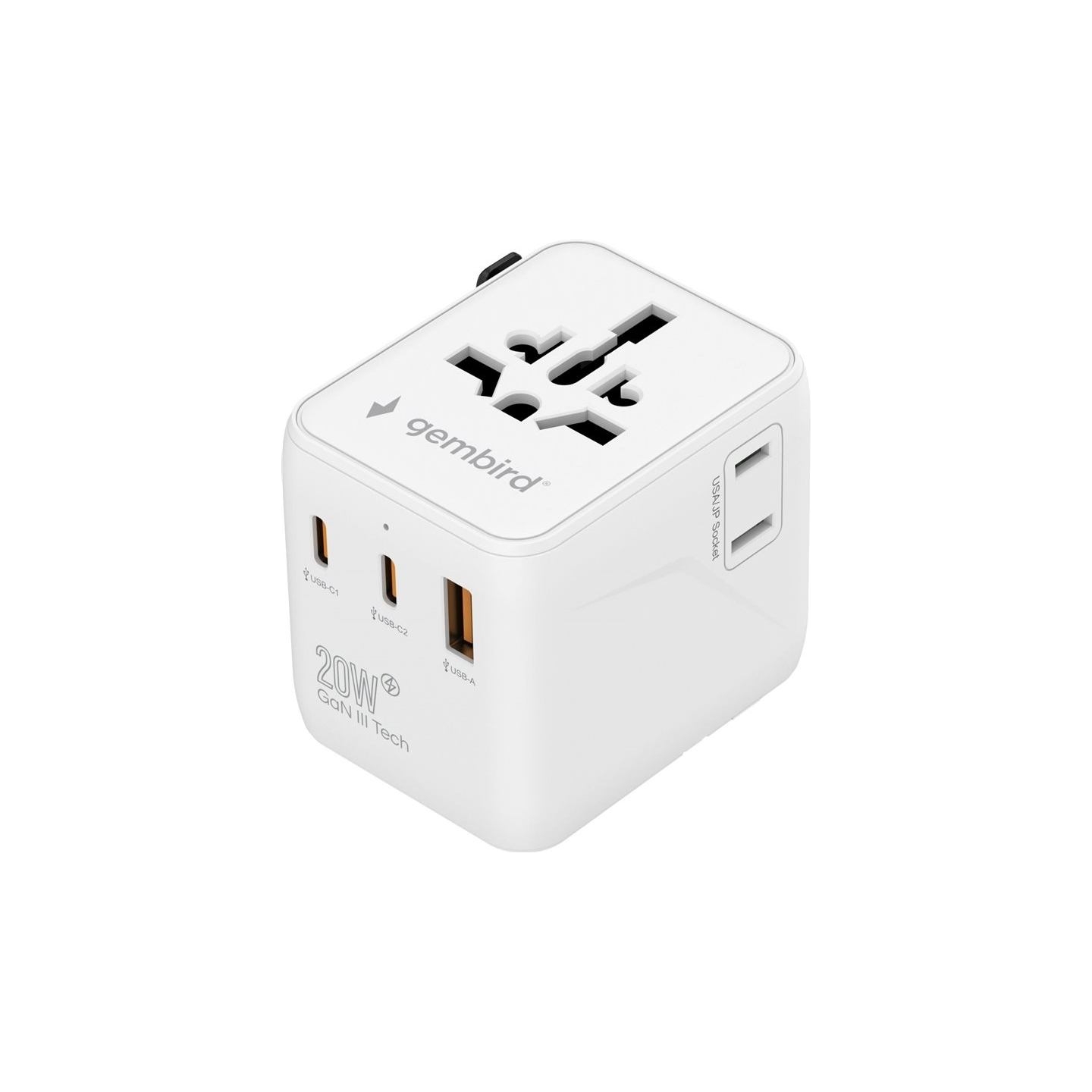 Gembird Universal travel power adapter | TPA-1A2C20-01-W | 20 W | Travel Adapter