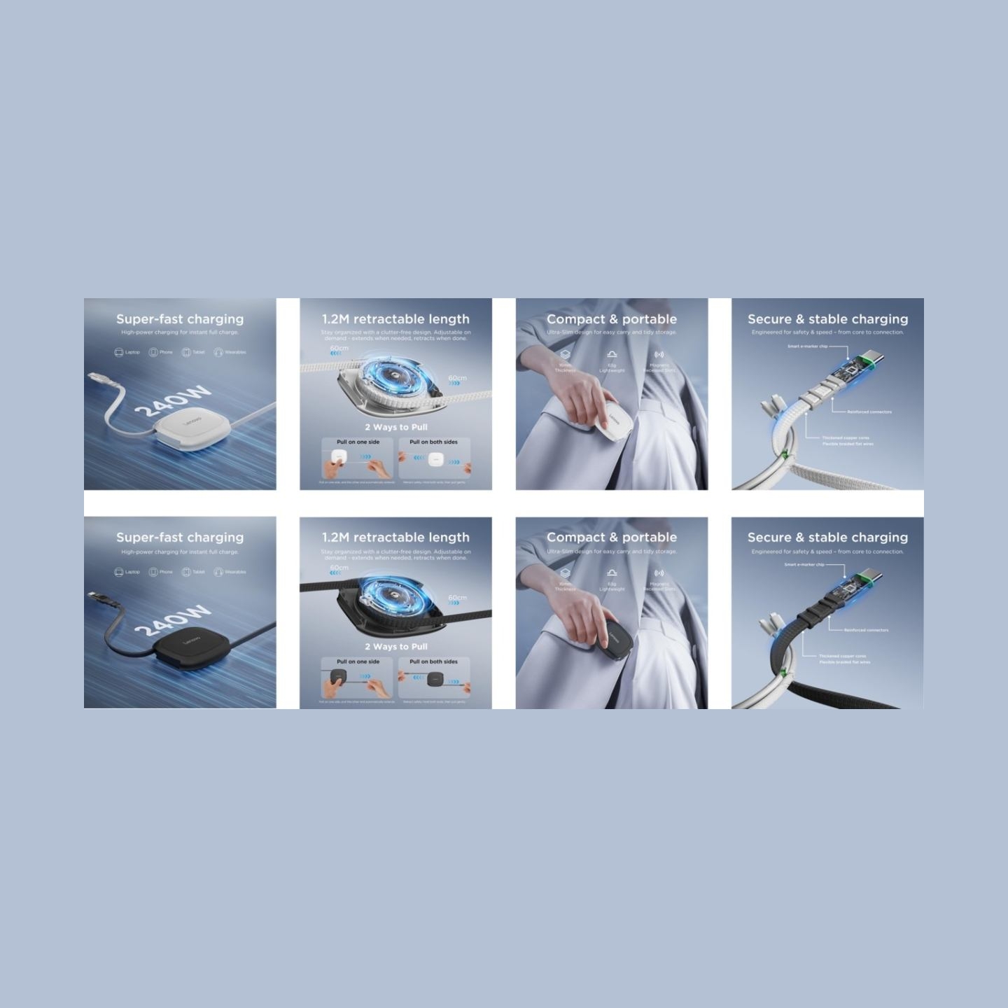 Lenovo 240W USB-C Retractable Cable | GX91V57058 | USB-C