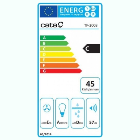 Cata | Hood | TF 2003 600 GBK | Telescopic | Energy efficiency class C | Width 60 cm | 390 m³/h | Mechanical control | LED | Bla