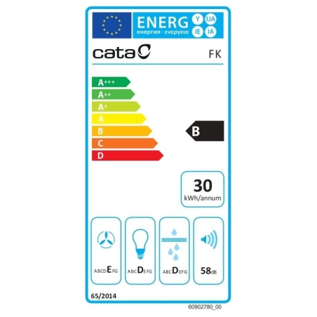 Cata Hood | FK SLIM 6000 WH | Conventional | Energy efficiency class B | Width 60 cm | 162 m³/h | Mechanical | LED | White