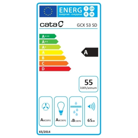 Cata | Hood | GCX 53 SD | Canopy | Energy efficiency class A | Width 53 cm | 750 m³/h | Touch Control | LED | Stainless steel/Gr