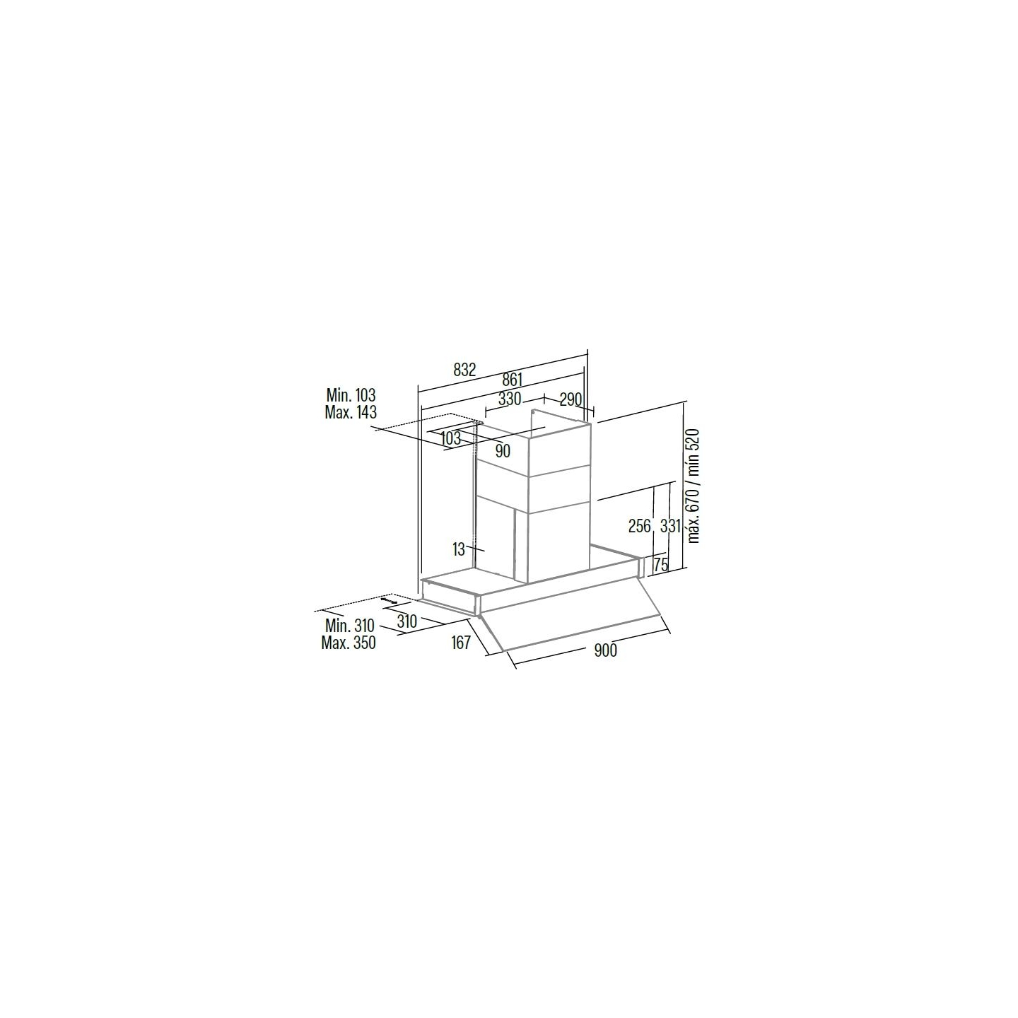Cata | Hood | RENOVA PURE AIR MNV90 GWH | Canopy | Width 90 cm | Mechanical control | LED | Stainless steel