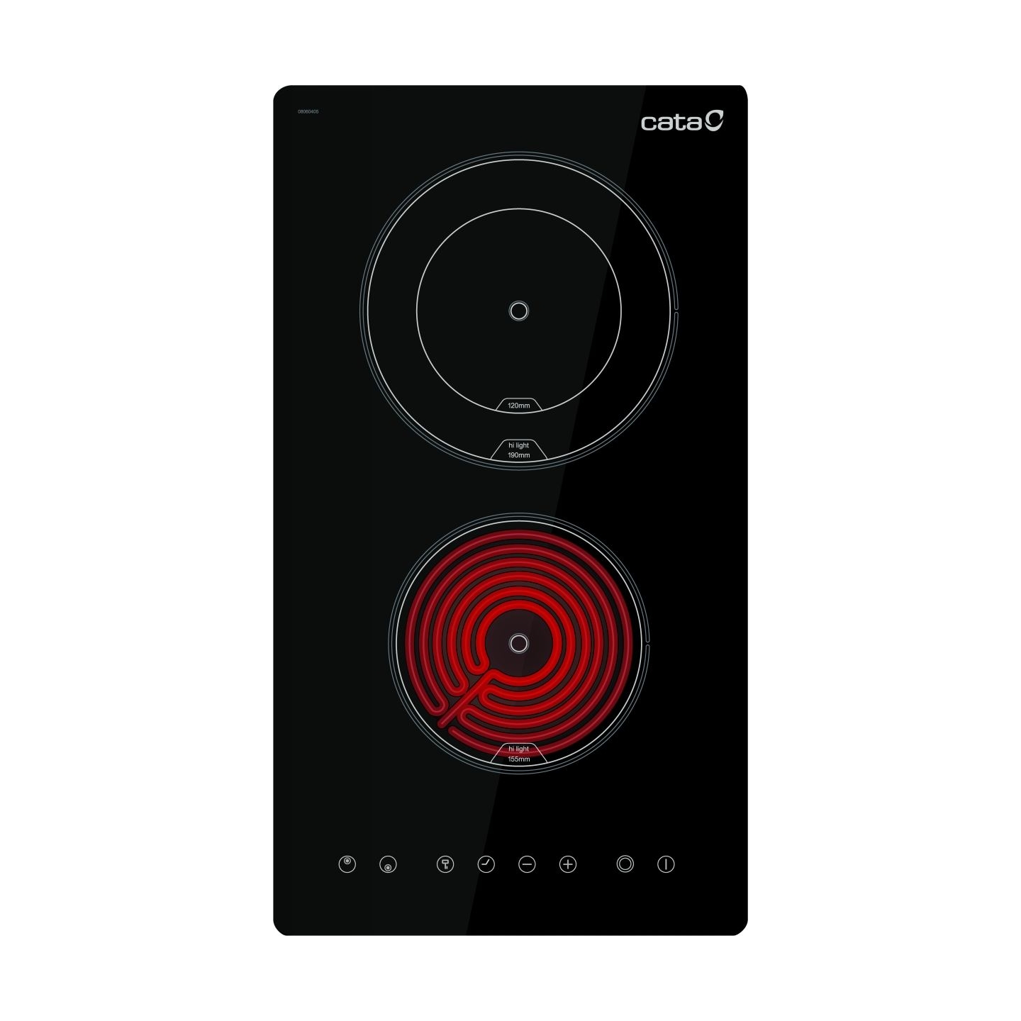 Cata Hob | TD 3002 BK | Vitroceramic | Number of burners/cooking zones 2 | Touch | Timer | Black