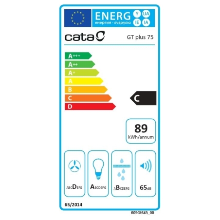 Cata | Hood | GT-PLUS 75 X /M | Canopy | Energy efficiency class C | Width 79.2 cm | 645 m³/h | Mechanical control | EcoLed | St