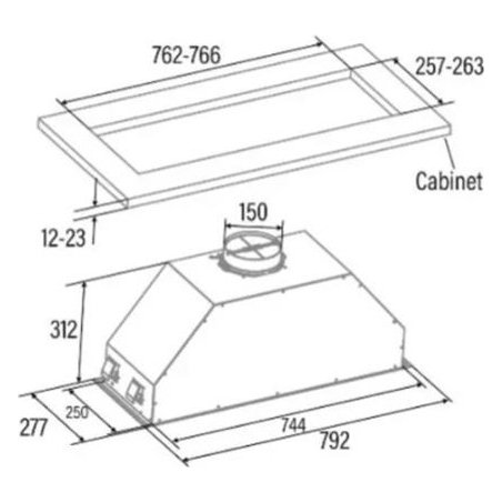 Cata | Hood | GT-PLUS 75 X /M | Canopy | Energy efficiency class C | Width 79.2 cm | 645 m³/h | Mechanical control | EcoLed | St