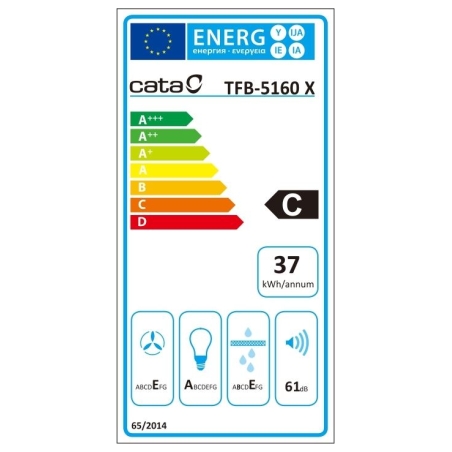 Cata | Hood | TFB-5160 X | Telescopic | Energy efficiency class C | Width 59.5 cm | 300 m³/h | Mechanical | CSLED | Stainless st