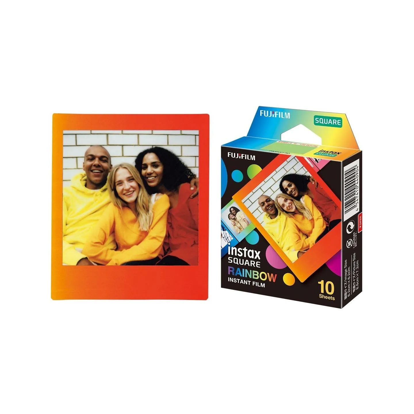 Fujifilm | Instax Square Rainbow (10) Instant Film | 72 x 86 mm | 2.4 x 2.4" Image Area; 3.4 x 2.8" Print Size | Quantity 10