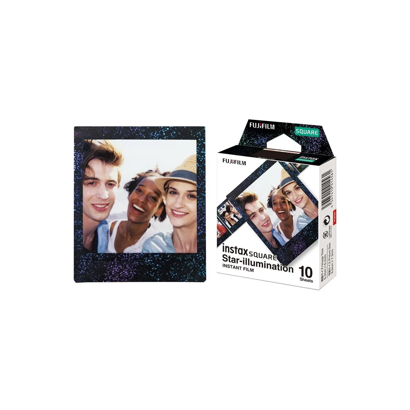 Fujifilm | Instax Square star Illumination Instant film (10pl) | 86 x 72 mm | Print Size: 86mm x 72mm, Image size: 62mm x 62mm |