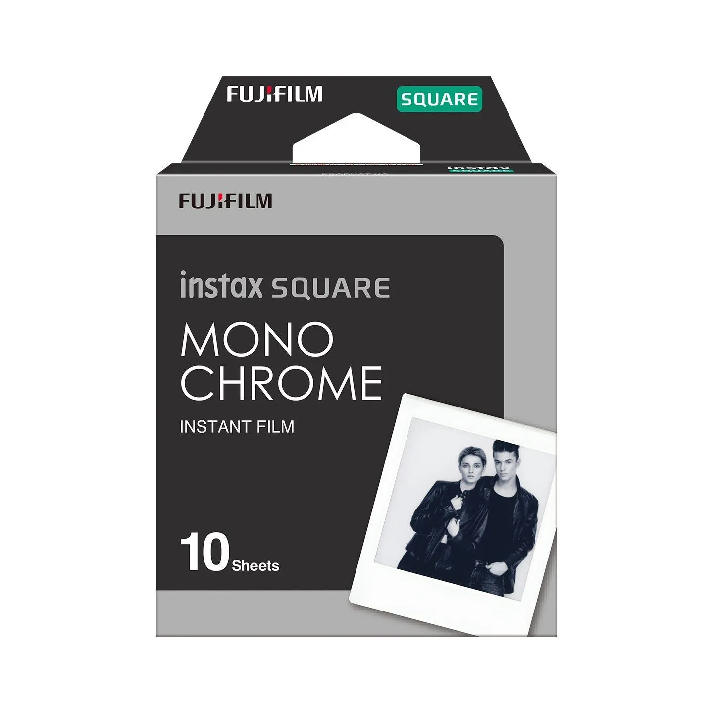 Fujifilm | Instax Square Monochrome (10pl) Instant Film | 86 x 72 mm | Image area: 62 × 62 mm | Quantity 10