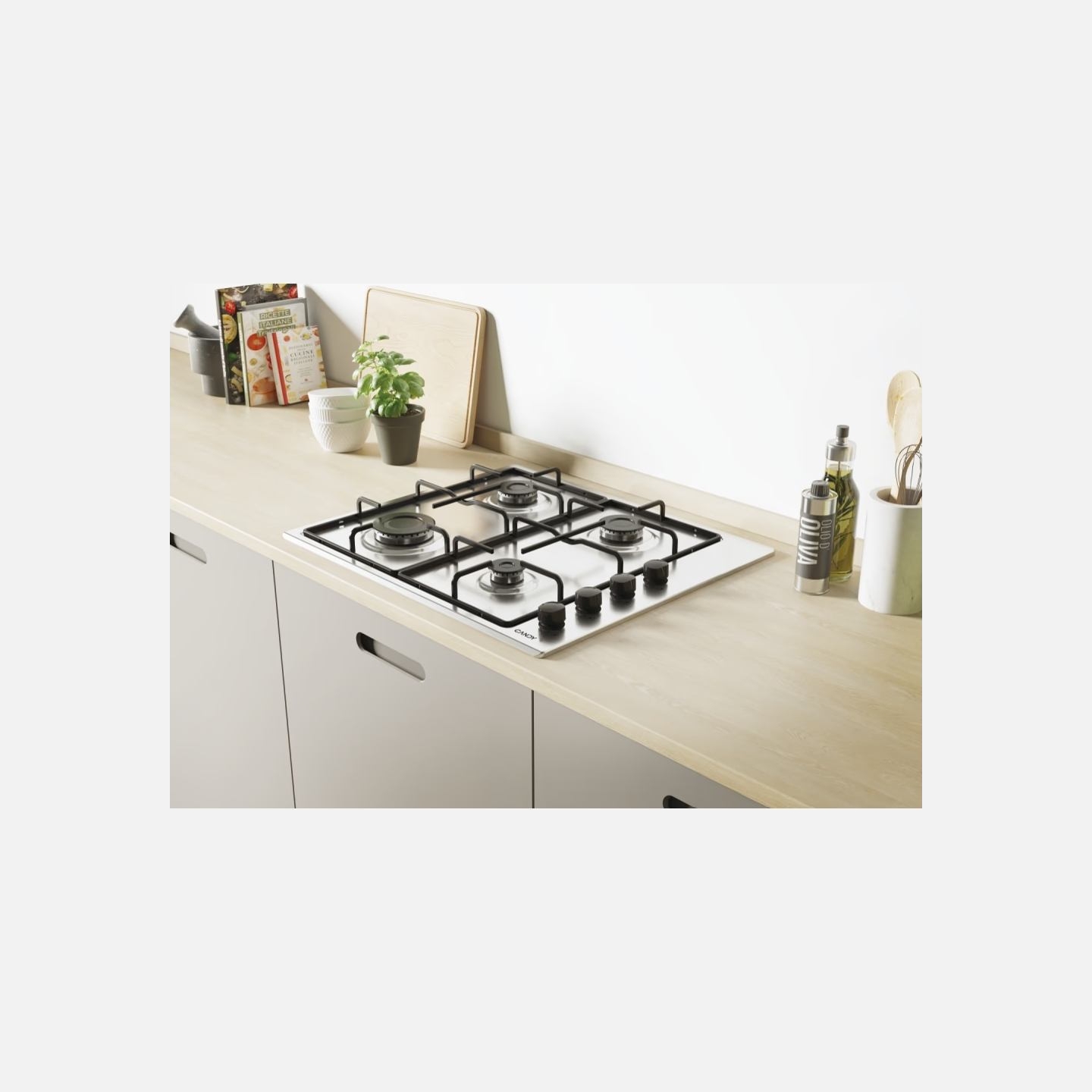 Candy Hob | Idea CHW6LBX/4U2 | Gas | Number of burners/cooking zones 4 | Knob | Stainless Steel