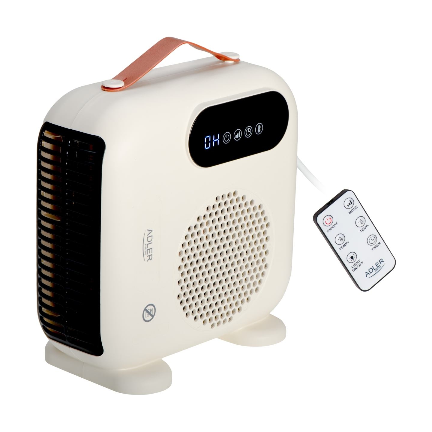 Adler LED Fan Heater with Remote Control | AD 7756 | Fan heater | 2000 W | Beige | IPX0