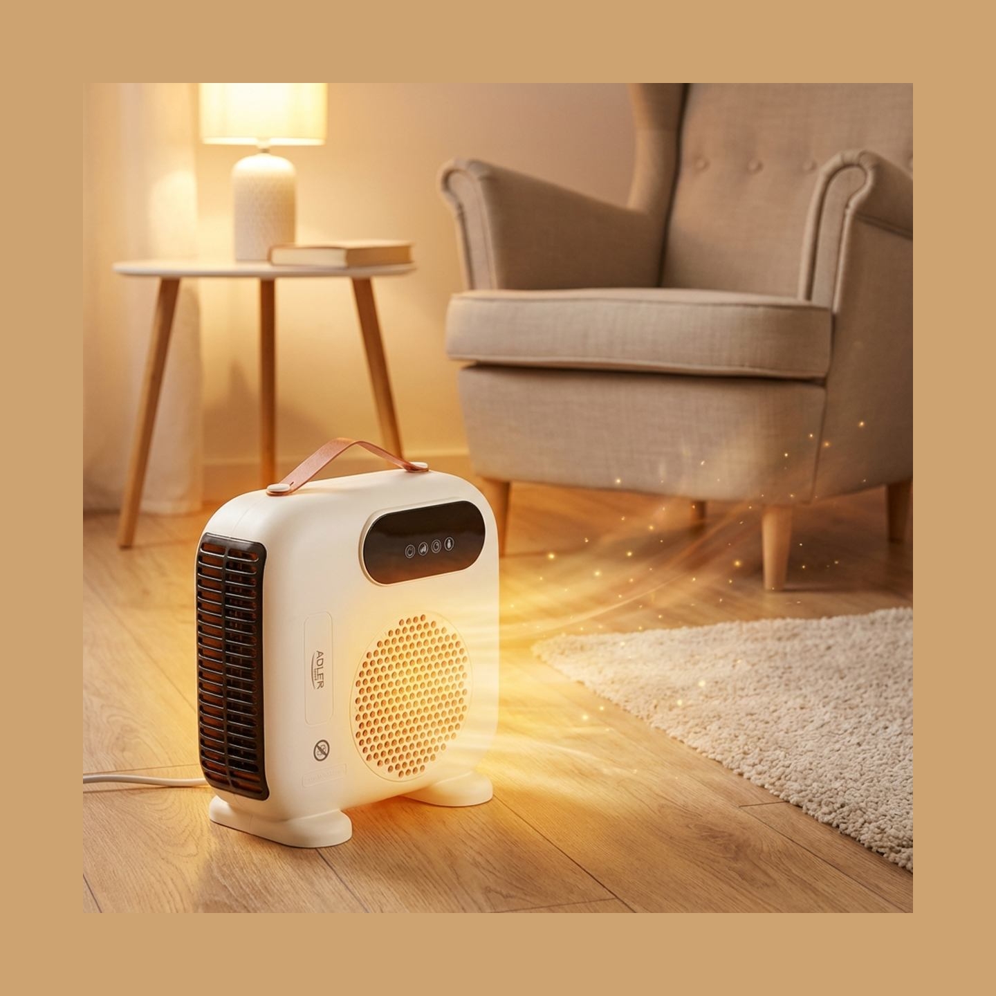 Adler LED Fan Heater with Remote Control | AD 7756 | Fan heater | 2000 W | Beige | IPX0