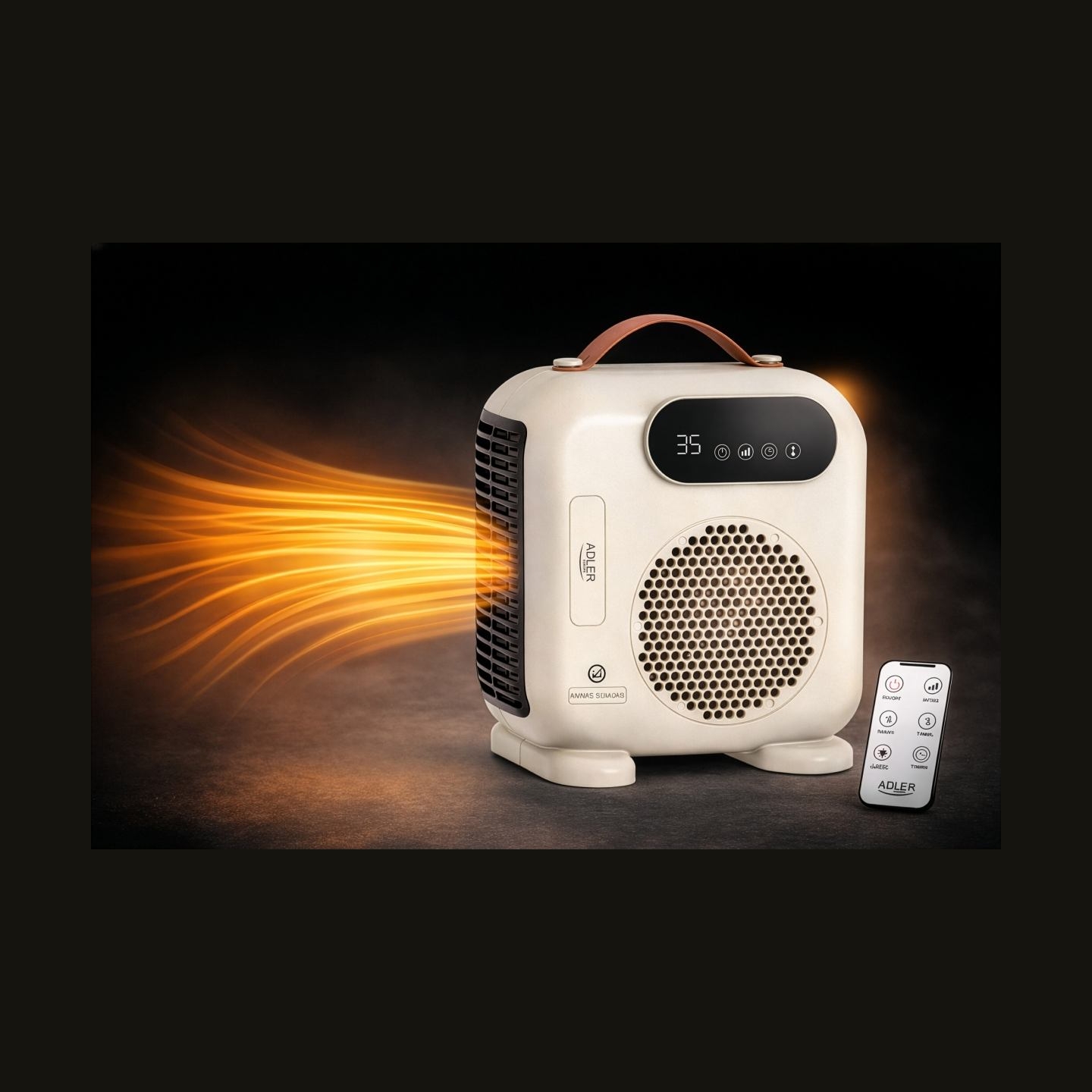 Adler LED Fan Heater with Remote Control | AD 7756 | Fan heater | 2000 W | Beige | IPX0