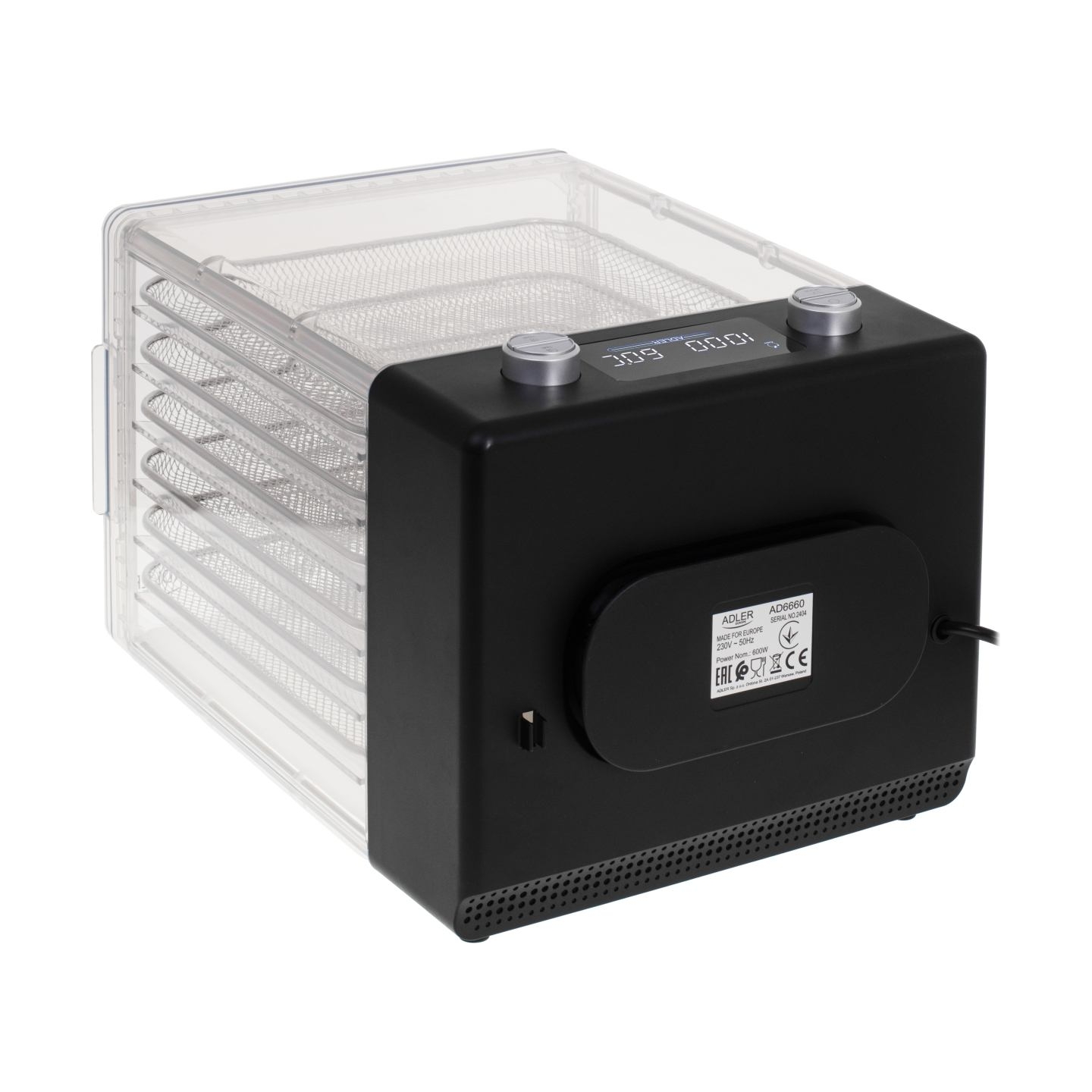 Adler | Food Dehydrator | AD 6660 | Power 600 W | Number of trays 6 | Integrated timer | Black