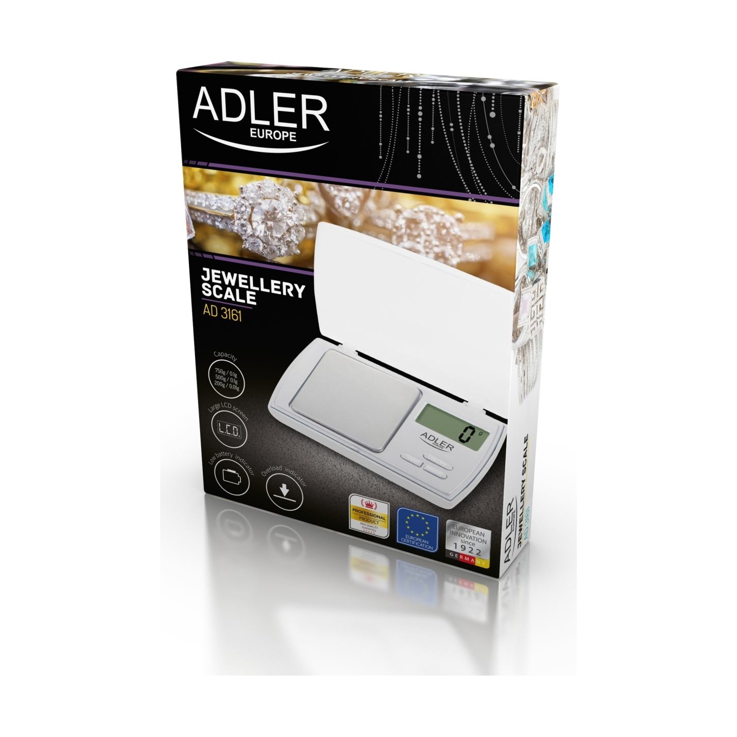 Adler | Precision scale | AD 3161 | Maximum weight (capacity) 0.5 kg | Accuracy 0.01 g | White