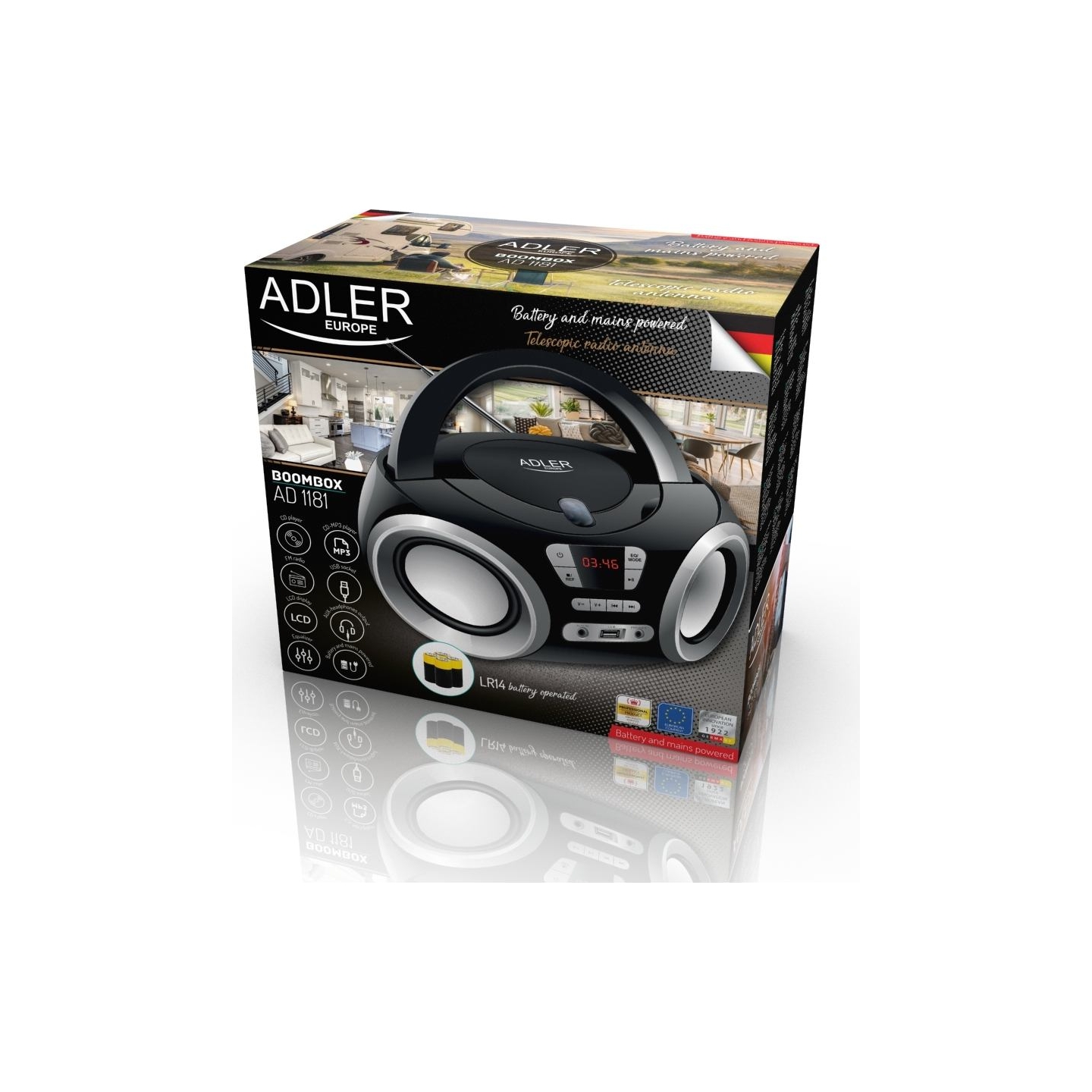 Adler | CD Boombox | AD 1181 | Speakers | USB connectivity