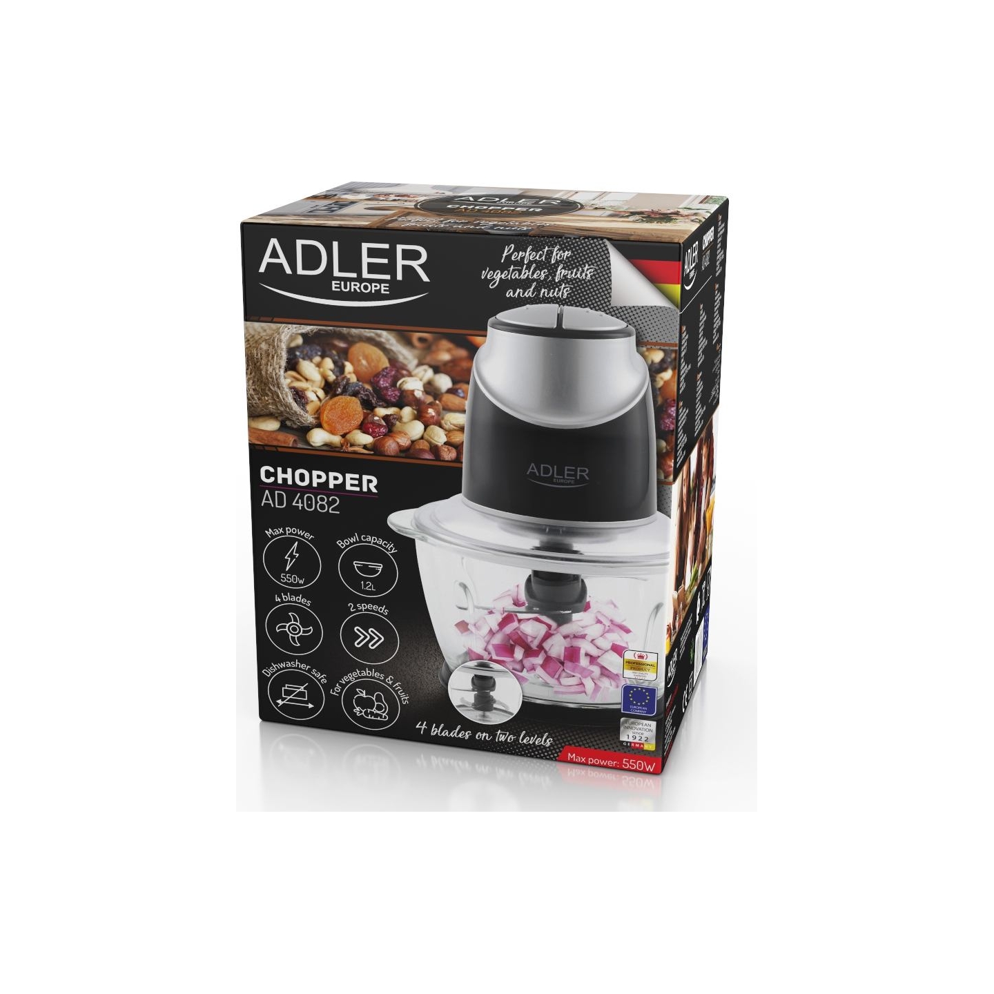 Adler | Chopper with the glass bowl | AD 4082 | 550 W