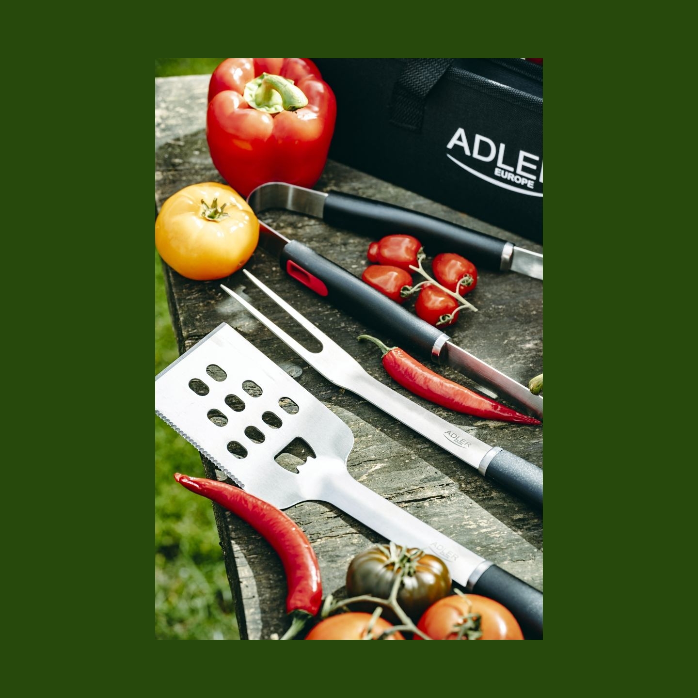 Adler | Grill Utensil Set with Carrying Case | AD 6727 | Grill Cutlery Set | 4 pc(s) | Stainless Steel/Black