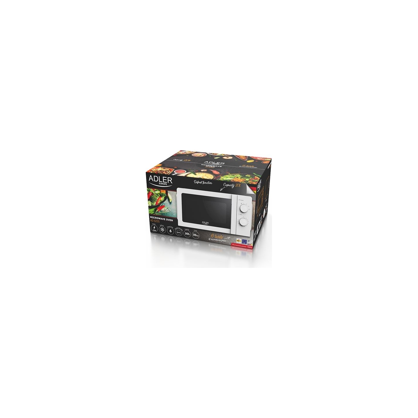 Adler | Microwave Oven | AD 6205 | Free standing | 700 W | White
