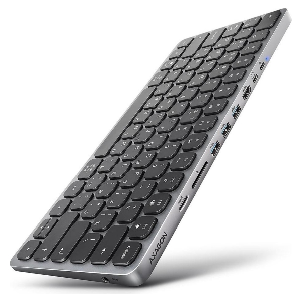 Axagon HMC-KB-CRL USB-C 5Gbps KEYBOARD 9in1 hub - RUS. HDMI, PD and 3 USB-A ports. USB-C cable 60 cm.