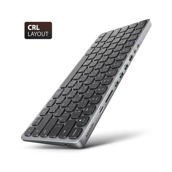 Axagon HMC-KB-CRL USB-C 5Gbps KEYBOARD 9in1 hub - RUS. HDMI, PD and 3 USB-A ports. USB-C cable 60 cm.