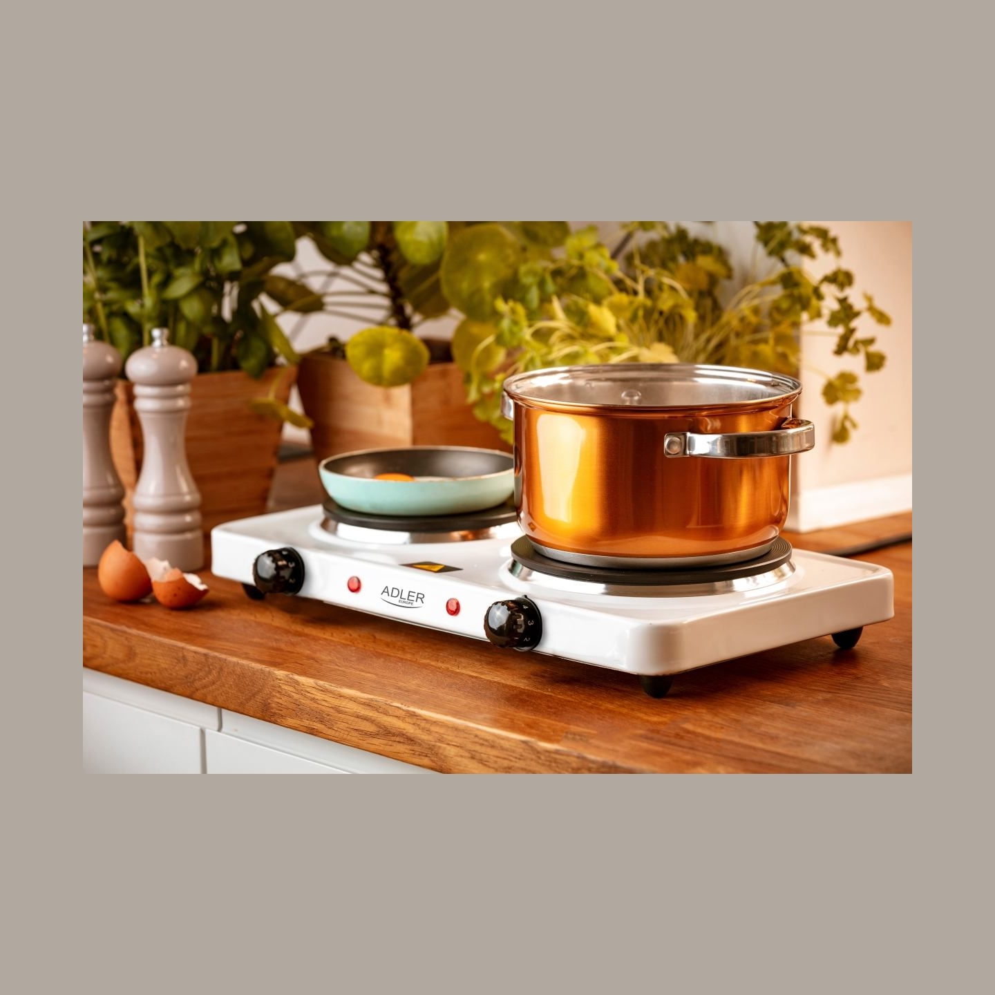 Adler Hot Plate | AD 6520 | Number of burners/cooking zones 2 | White | Electric