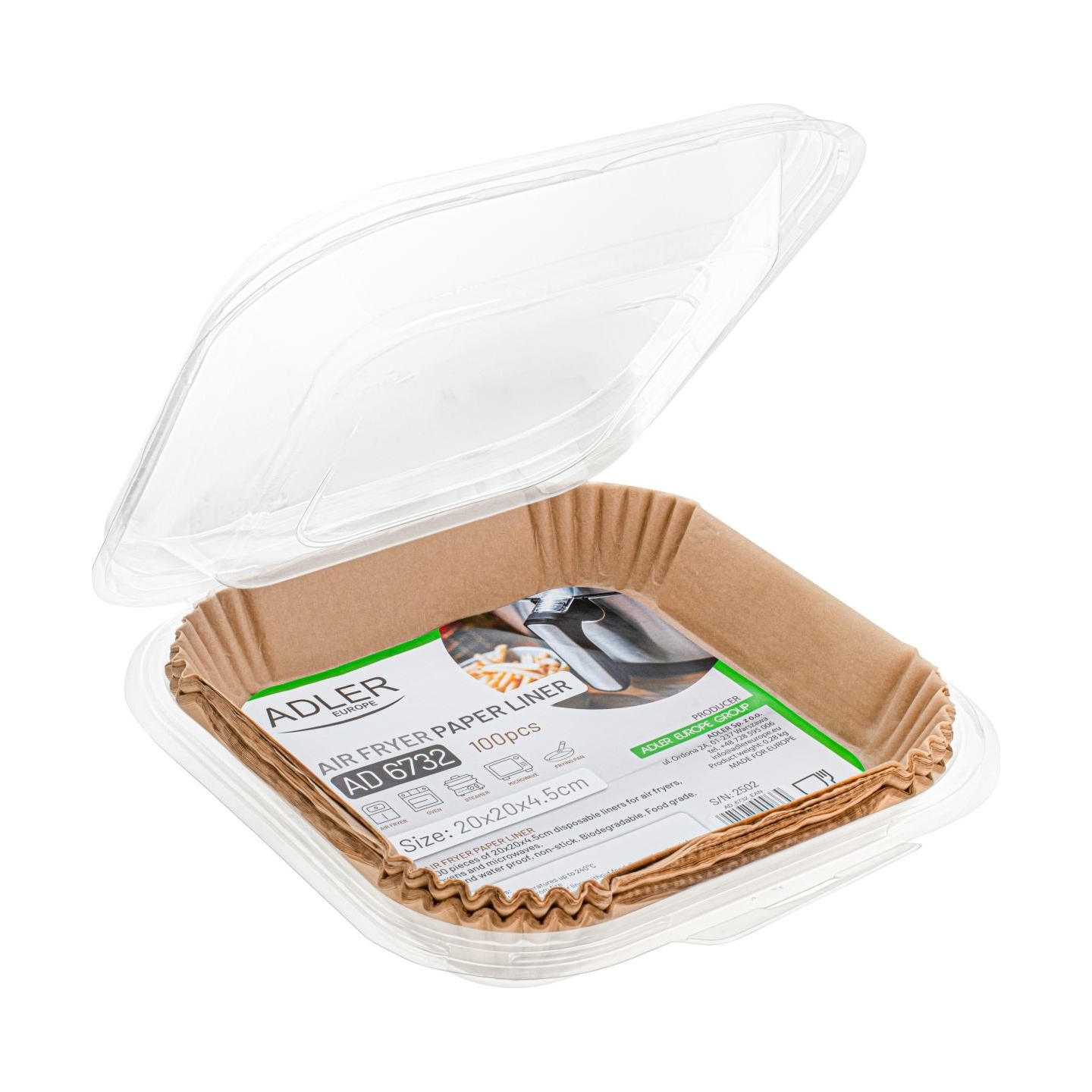 Adler Paper Liners for Air Fryer | AD 6732 | 100 | Dimensions (W x L) 20 x 20 x 4.5 cm