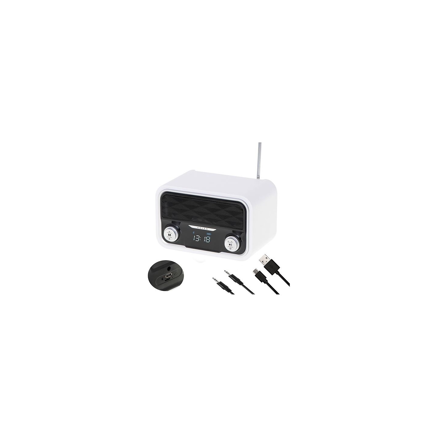 Adler | Bluetooth Radio | AD 1185 | AUX in | White