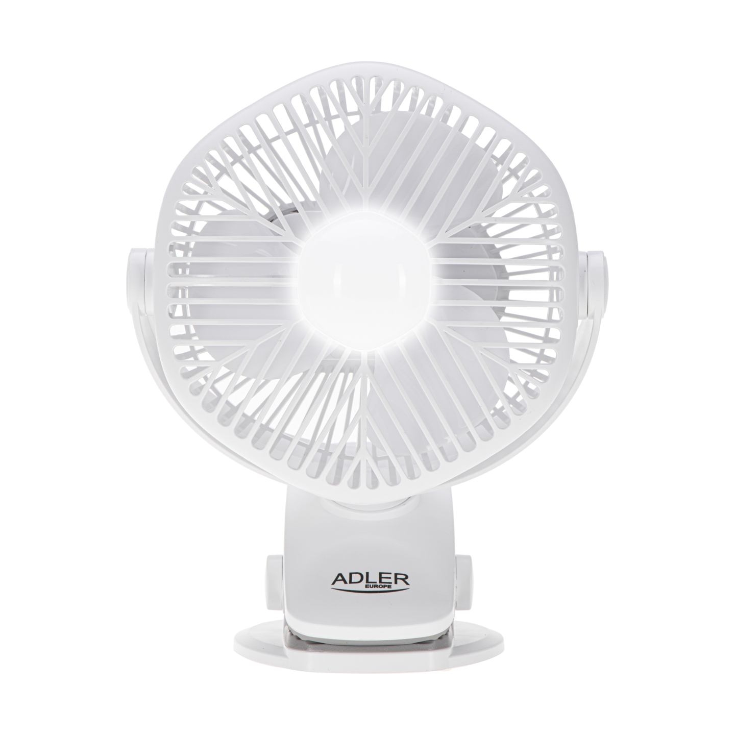 Adler Rechargeable fan with clip | AD 7335 | Table Fan | 6 W | Diameter 12.7 cm | Number of speeds 3 | Oscillation | White