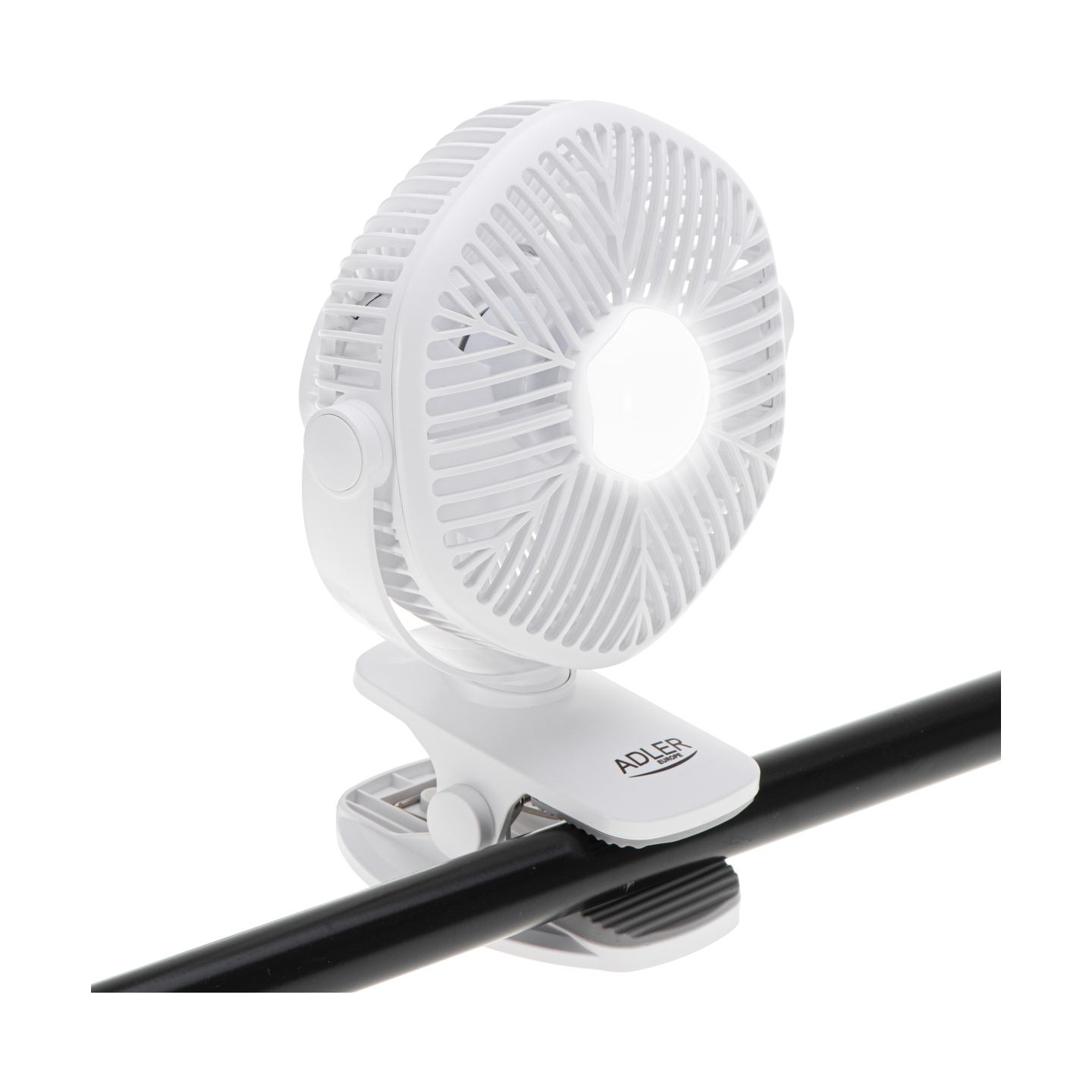 Adler Rechargeable fan with clip | AD 7335 | Table Fan | 6 W | Diameter 12.7 cm | Number of speeds 3 | Oscillation | White