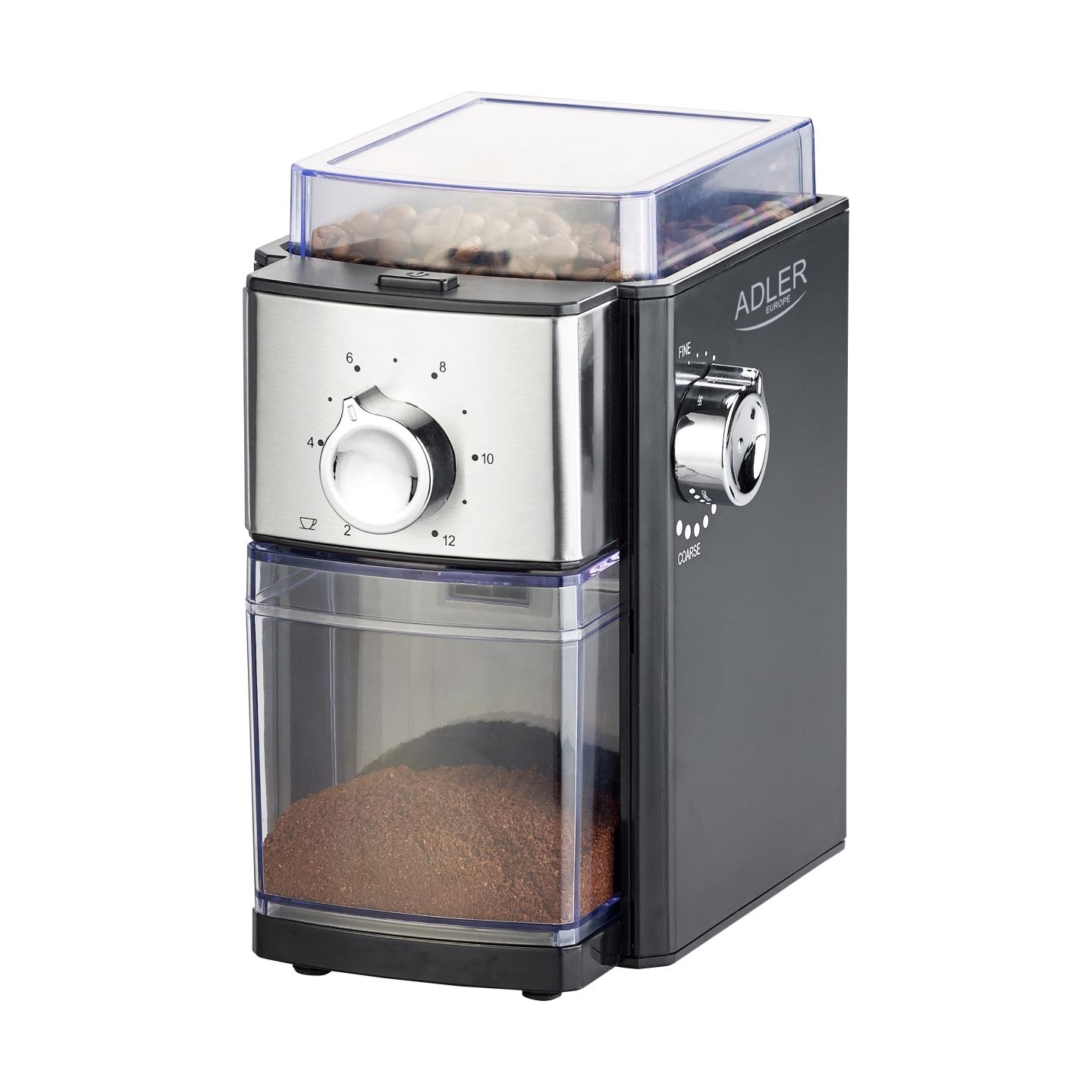 Adler | Coffee Grinder | AD 4448 | 300 W | Coffee beans capacity 250 g | Number of cups 12 per container pc(s) | Black