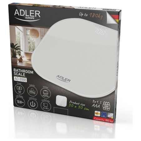 Adler Bathroom Scale | AD 8188 | Maximum weight (capacity) 180 kg | Accuracy 100 g | White