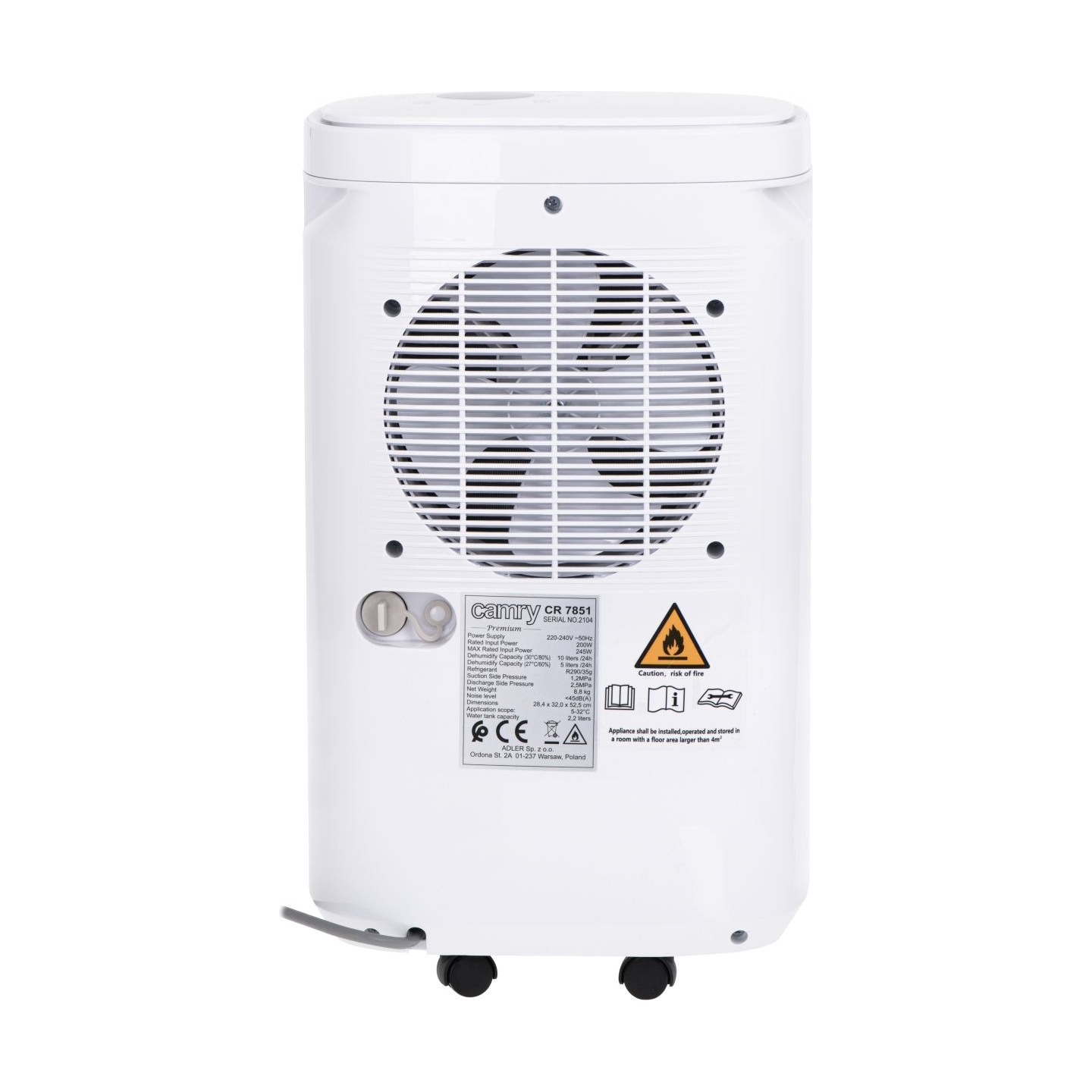 Camry | Air Dehumidifier | CR 7851 | Power 200 W | Suitable for rooms up to 60 m³ | Water tank capacity 2.2 L | White