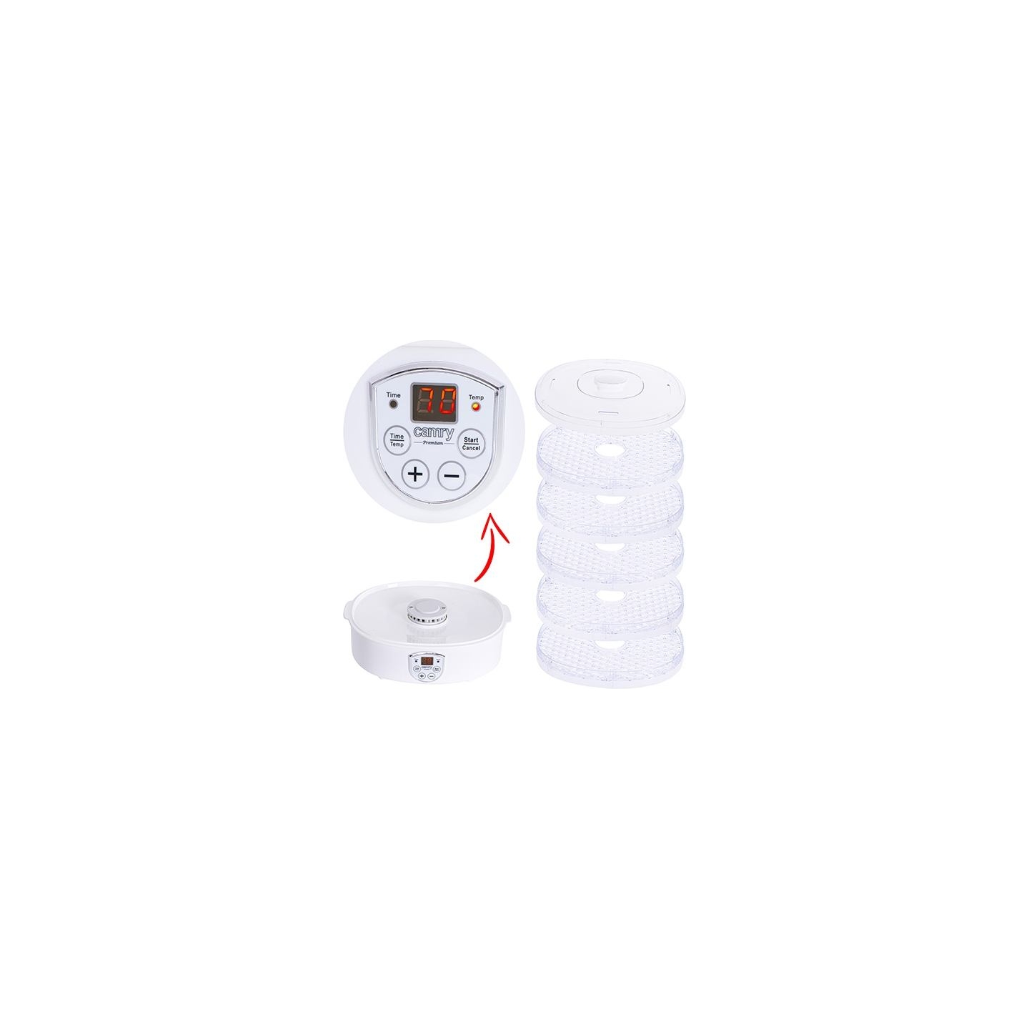 Camry | Food Dehydrator | CR 6659 | Power 240 W | Number of trays 5 | Temperature control | Integrated timer | White