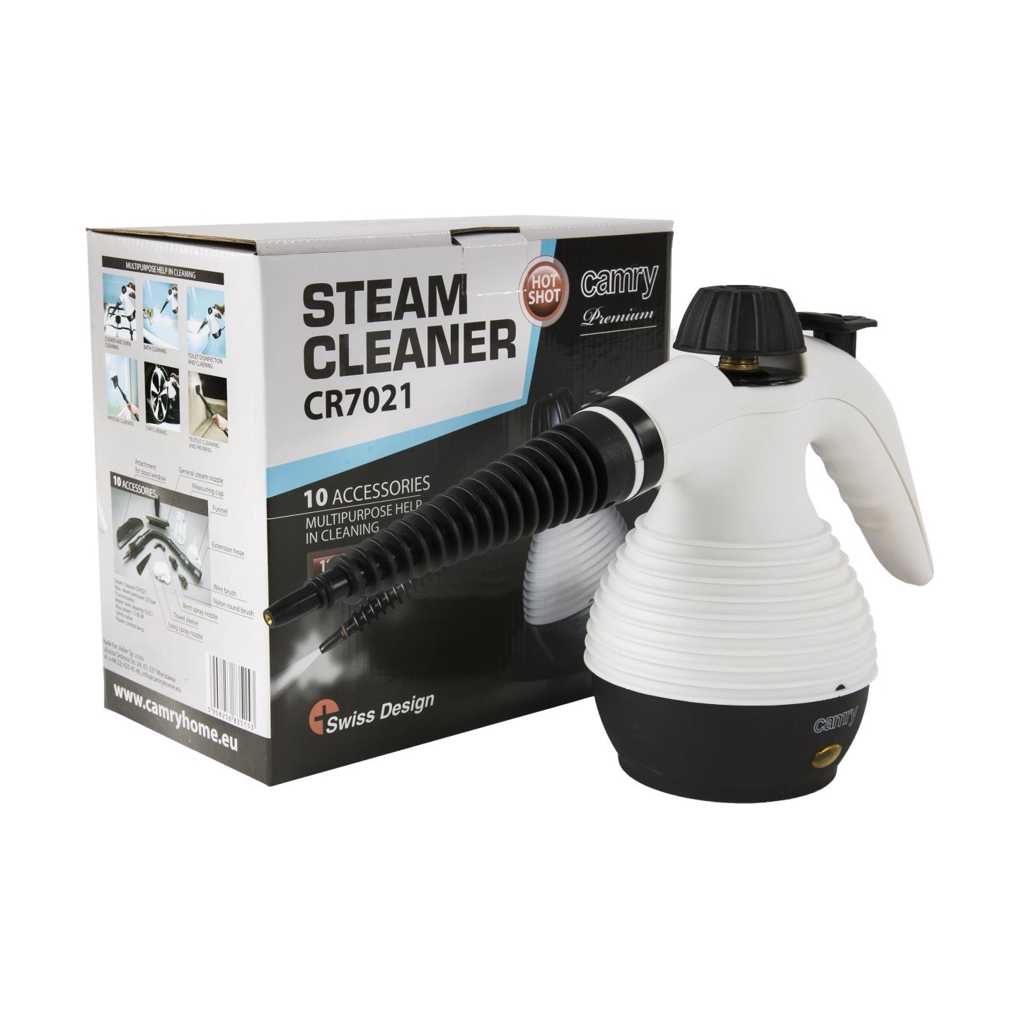 Camry | Steam cleaner | CR 7021 | Power 1100 W | Steam pressure 3.5 bar | Water tank capacity 0.35 L | White