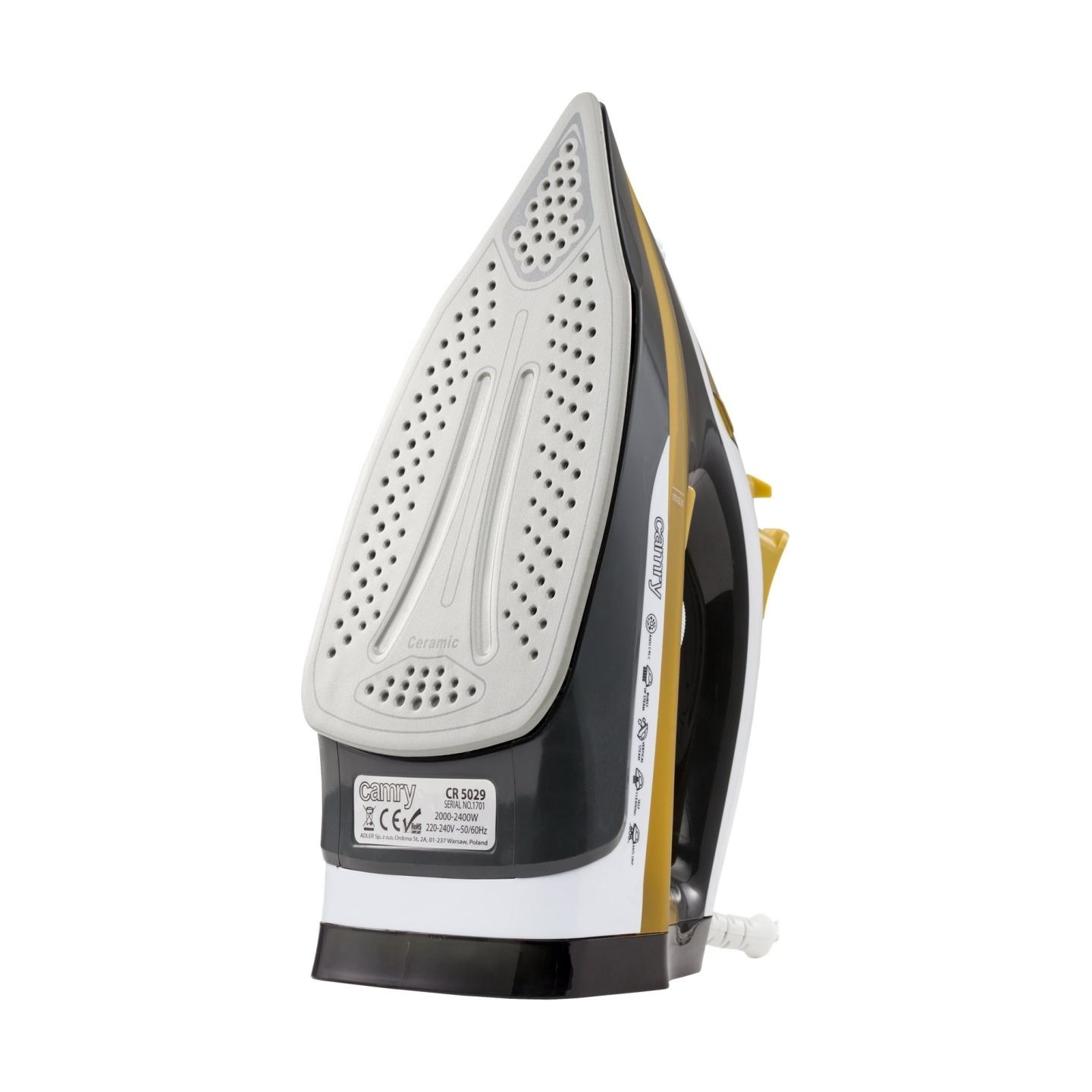 Camry | Iron | CR 5029 | Steam Iron | 2400 W | Continuous steam 40 g/min | Steam boost performance 70 g/min | White/Black/Gold
