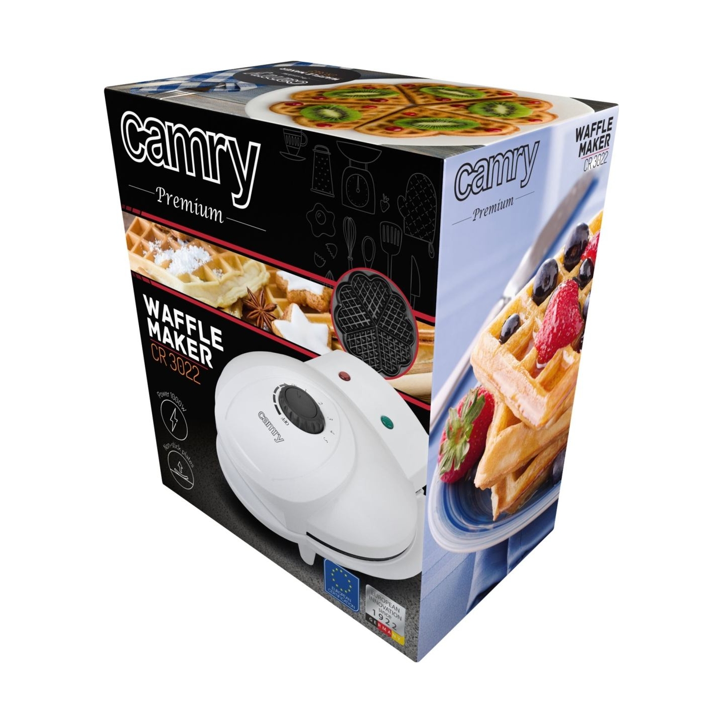 Camry | Waffle maker | CR 3022 | 1000 W | Number of pastry 5 | Heart shaped | White