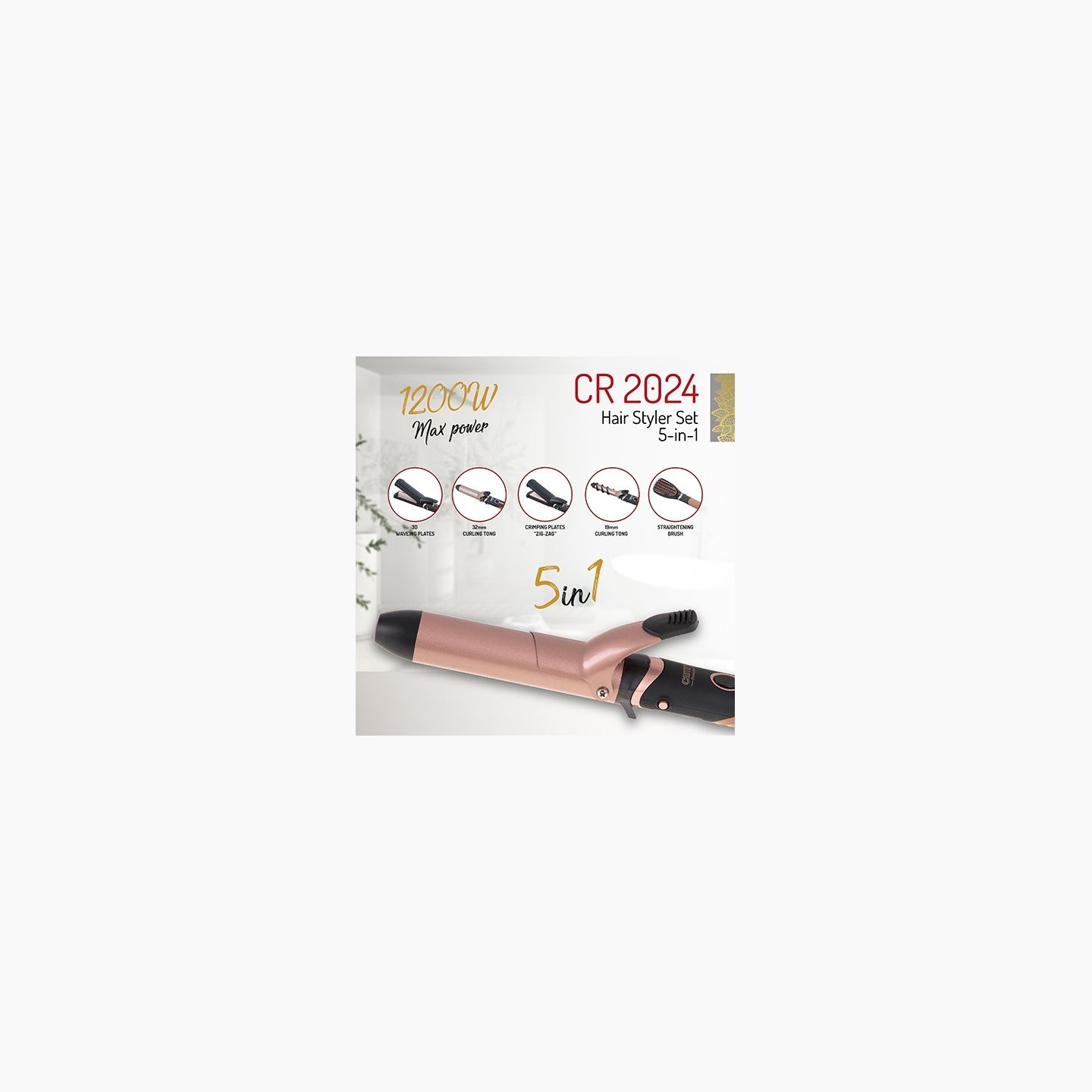 Camry | Hair Styler | CR 2024 | 1200 W | Black/Rose gold