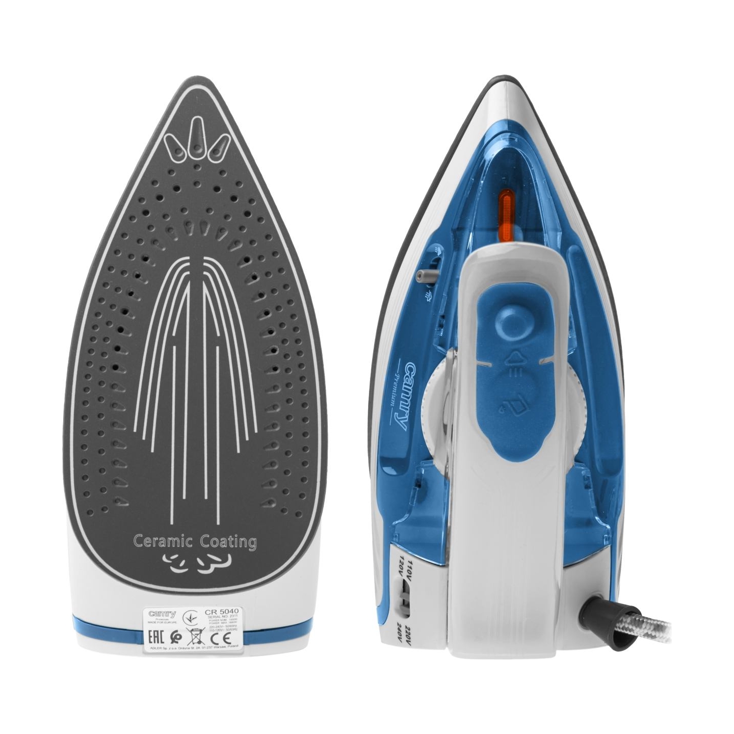 Camry CR 5040 | Steam travel iron | 1600 W | Water tank capacity 80 ml | Continuous steam 10 g/min | Steam boost performance 50 