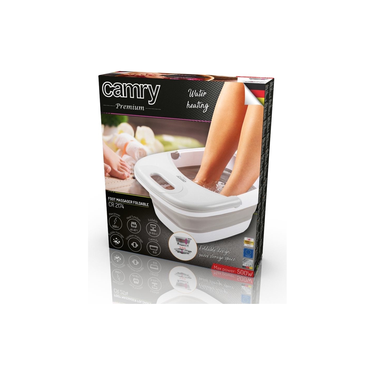 Camry | Foot massager | CR 2174 | Bubble function | Heat function | 450 W | White/Silver
