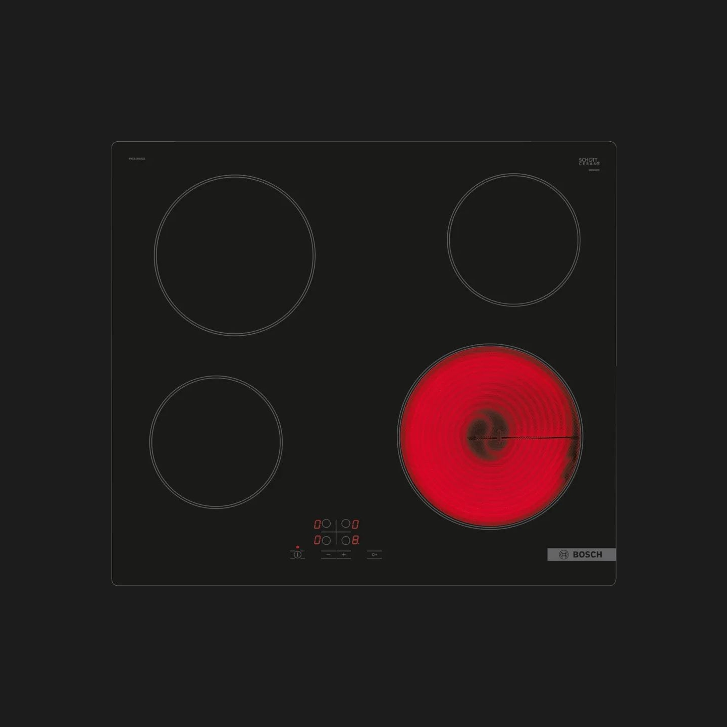 Bosch Hob | PKE61RBA2E | Electric | Number of burners/cooking zones 4 | Touch | Timer | Black