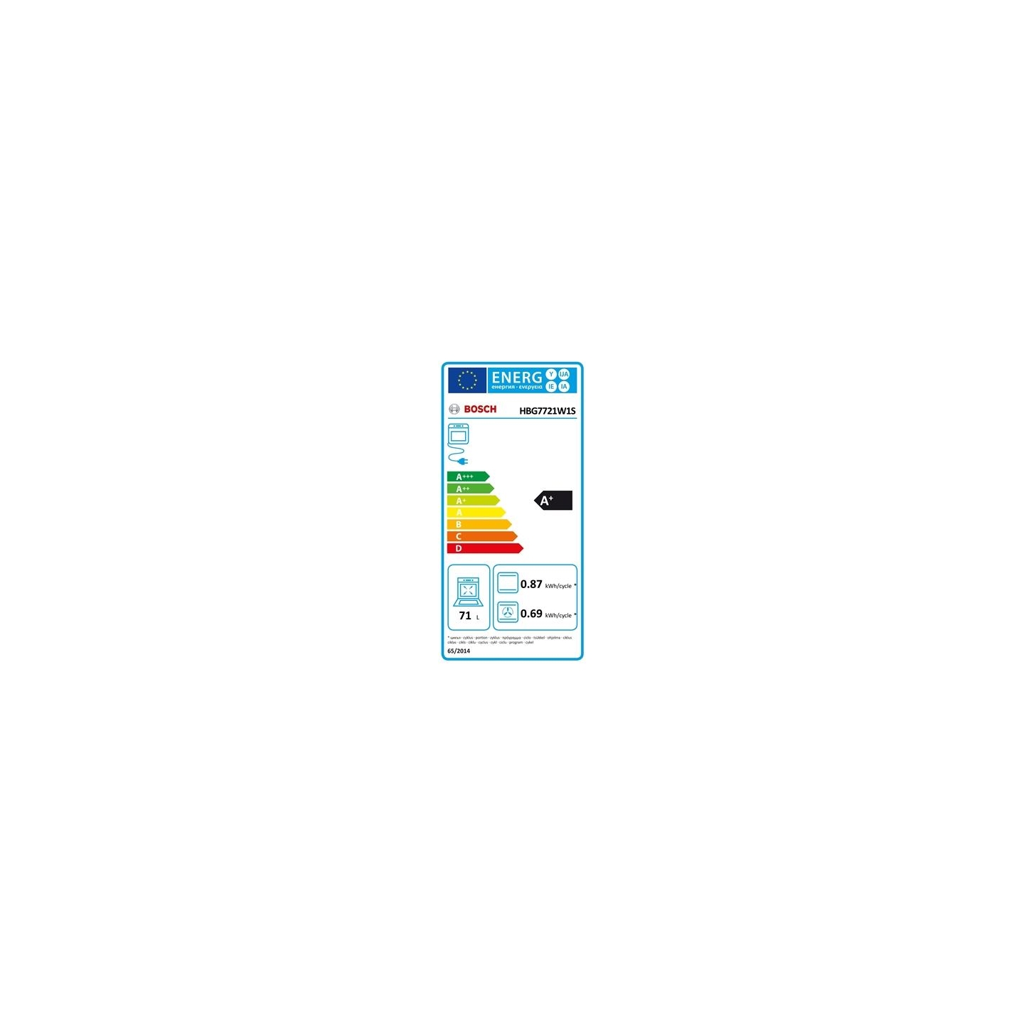 Bosch | Oven | HBG7721W1S | 71 L | Electric | Pyrolysis | Touch control | Height 59.5 cm | Width 59.4 cm | White