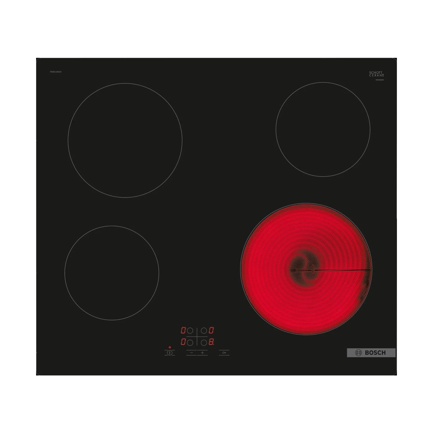 Bosch | Hob | PKE611BA2E Series 4 | Vitroceramic | Number of burners/cooking zones 4 | Touch | Black
