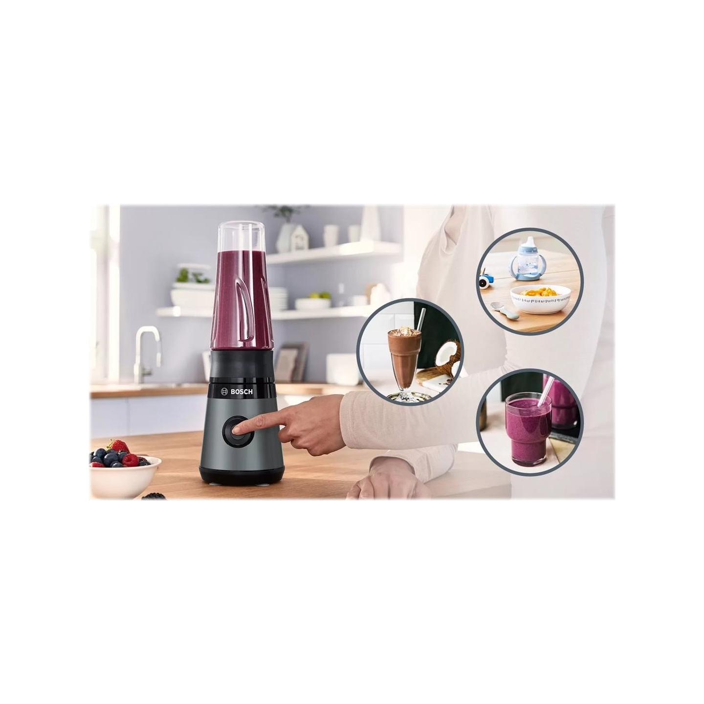 Bosch | VitaPower ToGo Smoothie Maker | MMB2111S | Tabletop | 450 W | Jar material Tritan | Jar capacity 0.6 L | Ice crushing | 