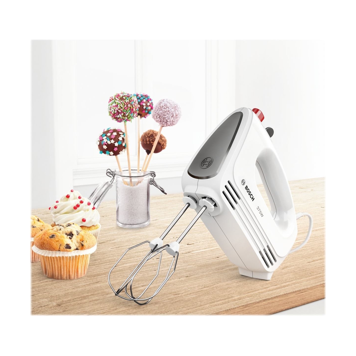 Bosch | Hand Mixer | MFQ22100 CleverMixx | Hand Mixer | 375 W | Number of speeds 4 | Turbo mode | White/Dark Grey
